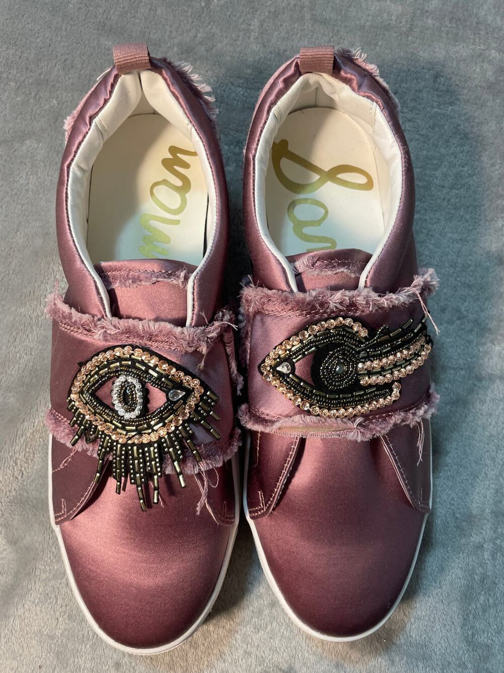 Sam Edelman Levine 2 Dusty Rose Satin Eye Design Platform Sneakers Size 10.5M